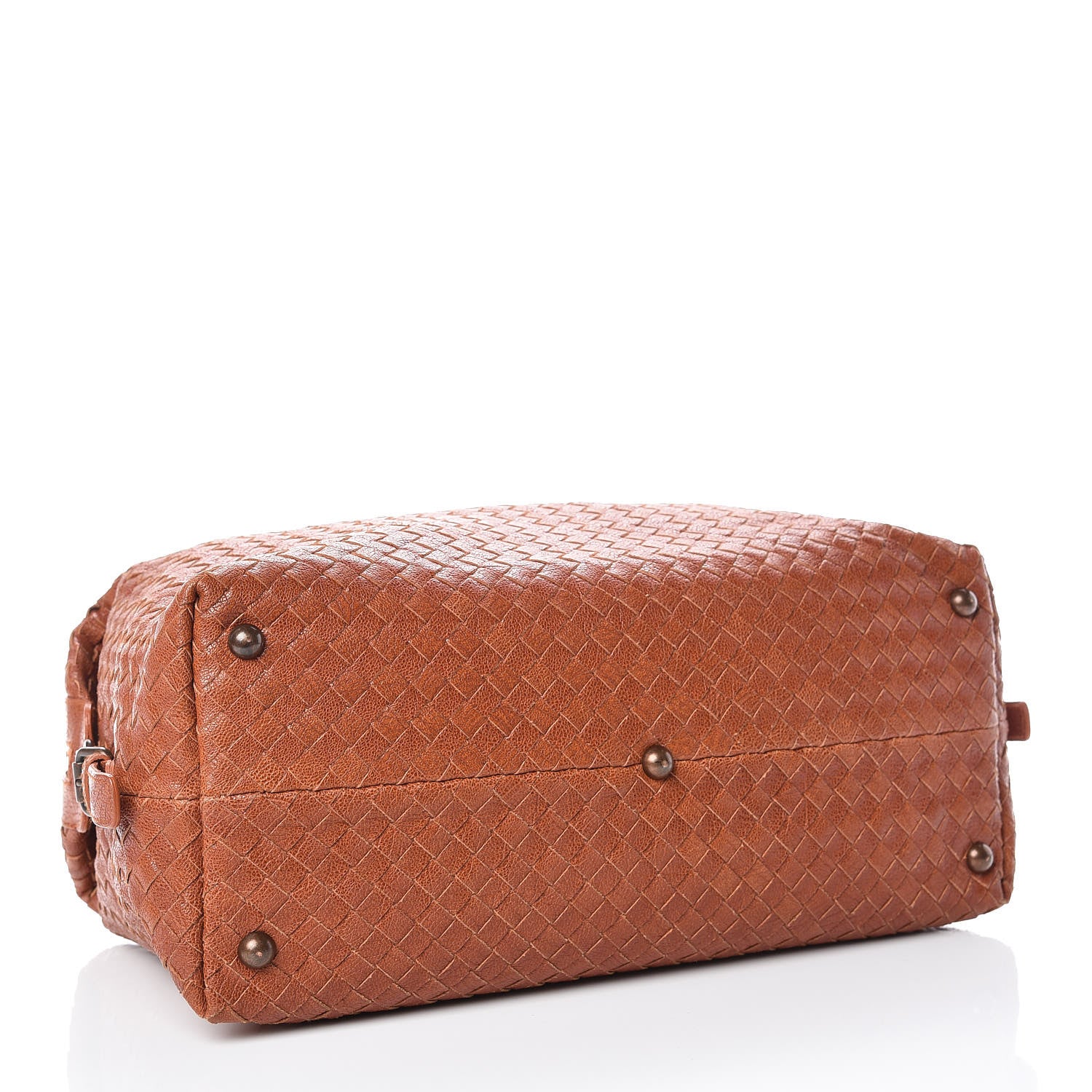 Bottega Veneta Goatskin Intrecciato Woven Top Handle Bag Copper 4 of 12