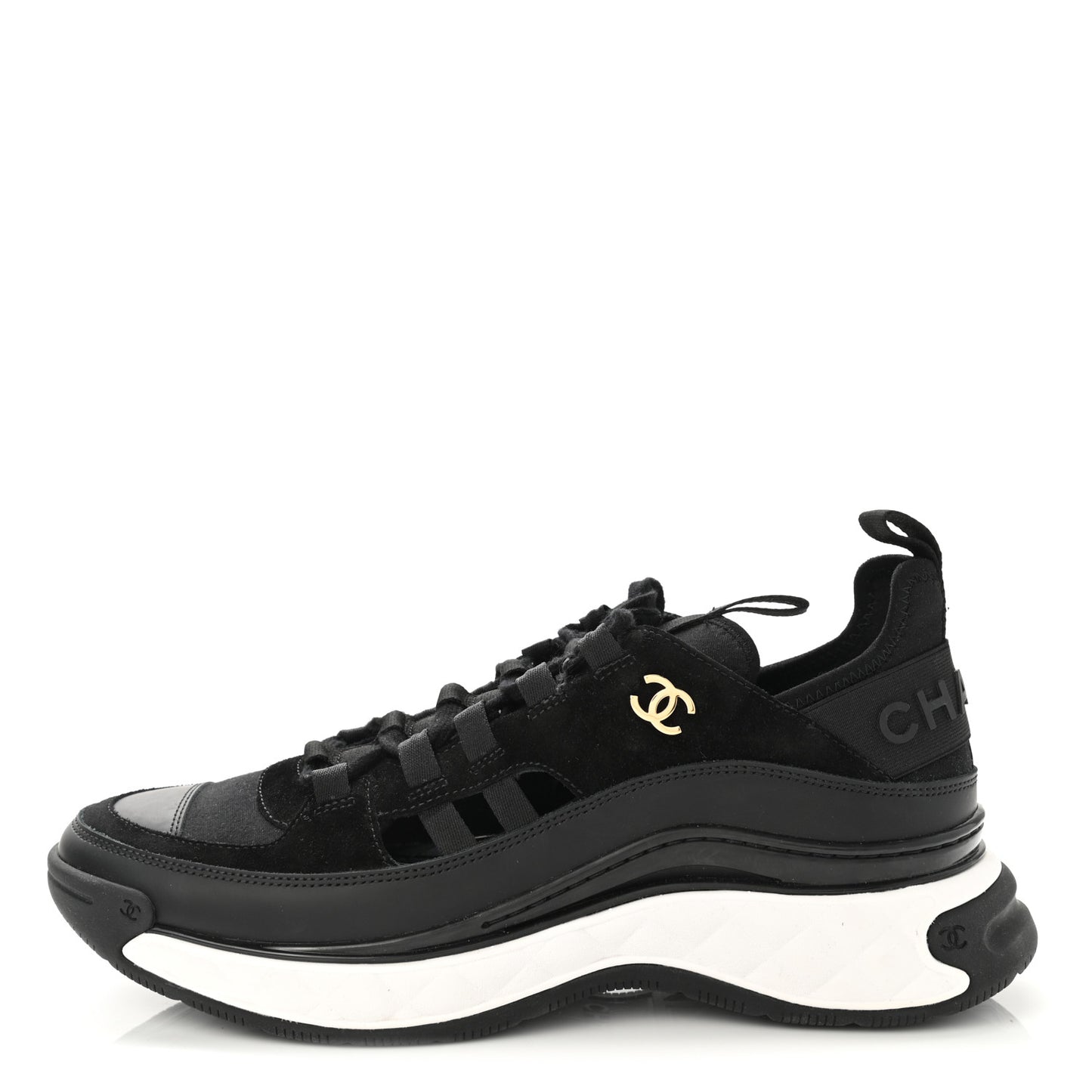 Fabric Calfskin Suede CC Sneakers 41 Black