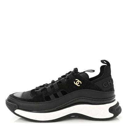 Chanel Fabric Calfskin Suede CC Sneakers 41 Black 1 of 9