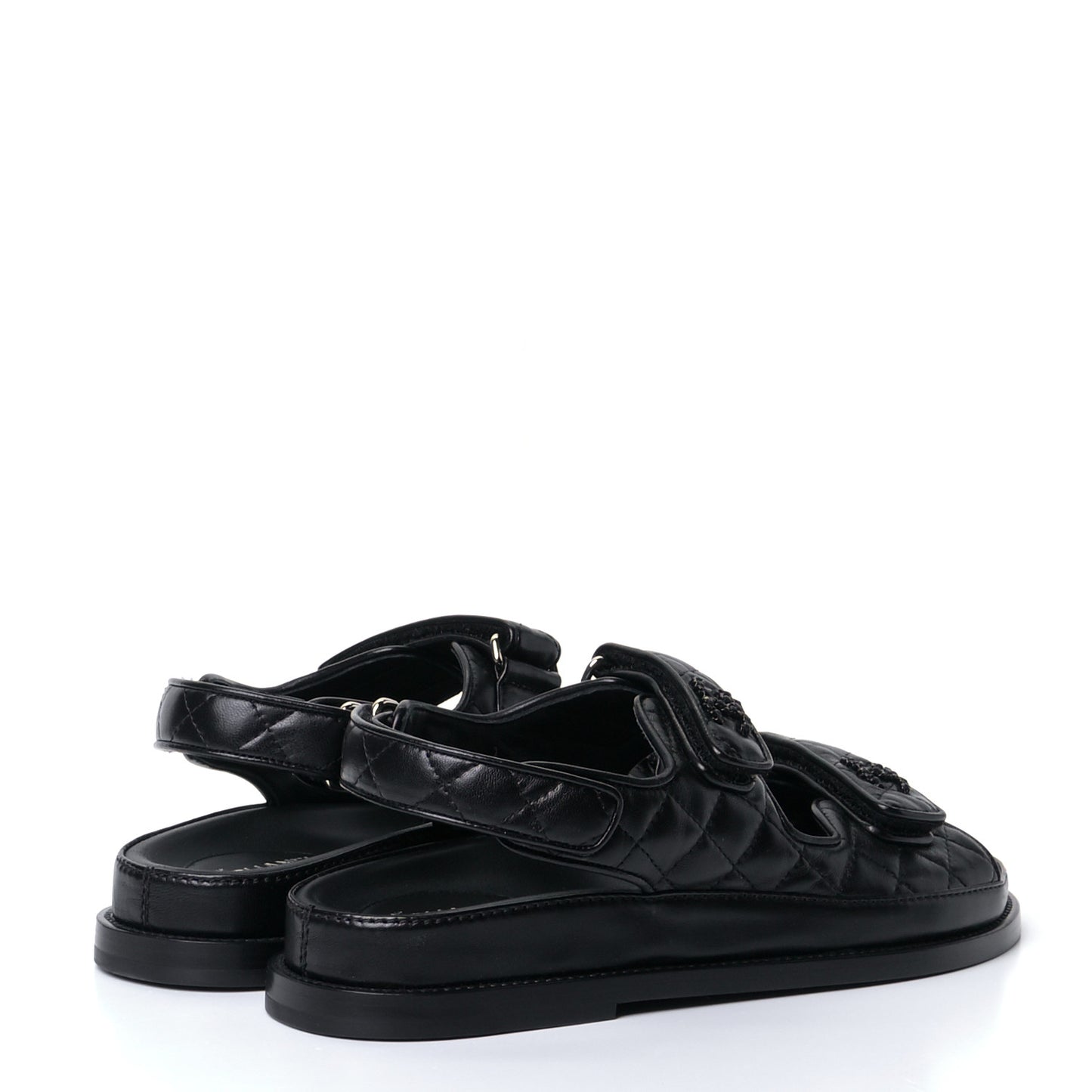Lambskin Velcro Dad Sandals 38 Black