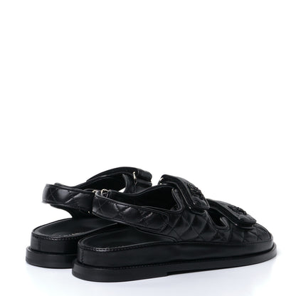 Chanel Lambskin Velcro Dad Sandals 38 Black 4 of 8