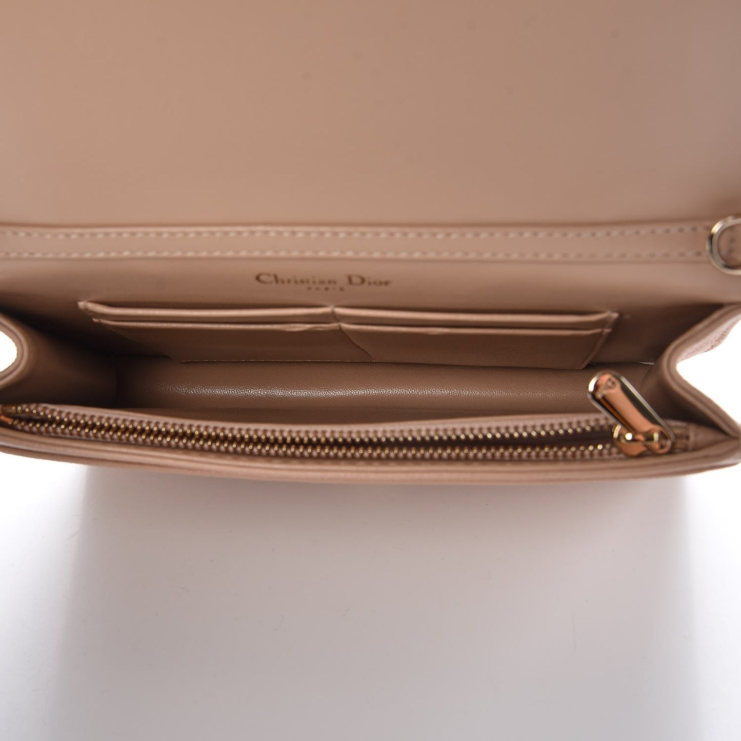 Grained Calfskin Diorama Wallet on Chain Pouch Nude