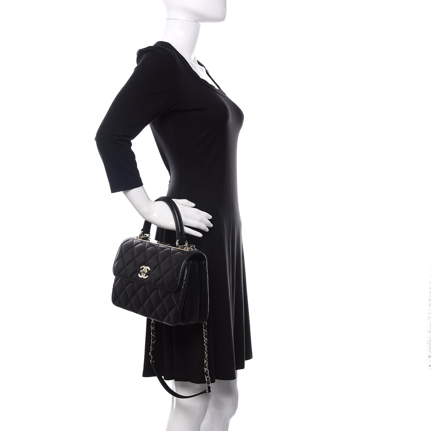 Chanel Lambskin Quilted Small Trendy CC Dual Handle Flap Bag Black 3 of 12