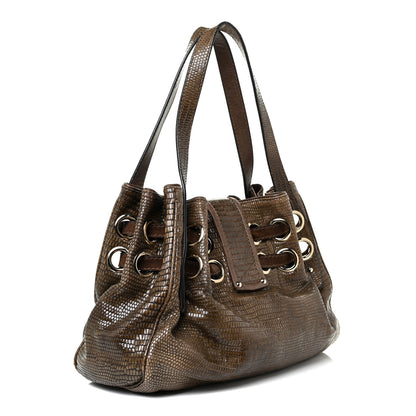 Jimmy Choo Lizard Embossed Calfskin Riki Bag Green 3 of 22