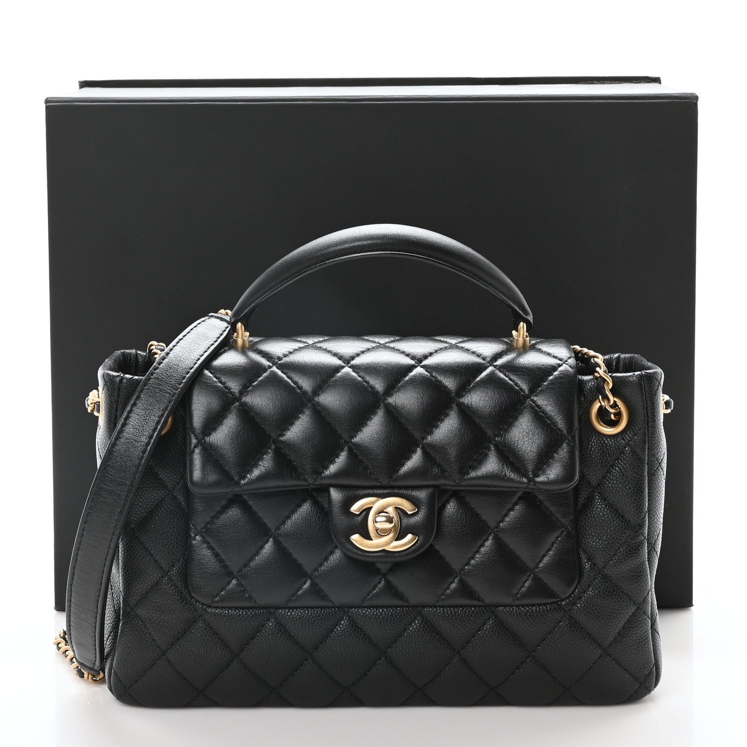 Chanel Caviar Calfskin Quilted Small Top Handle Flap Black 11 of 11