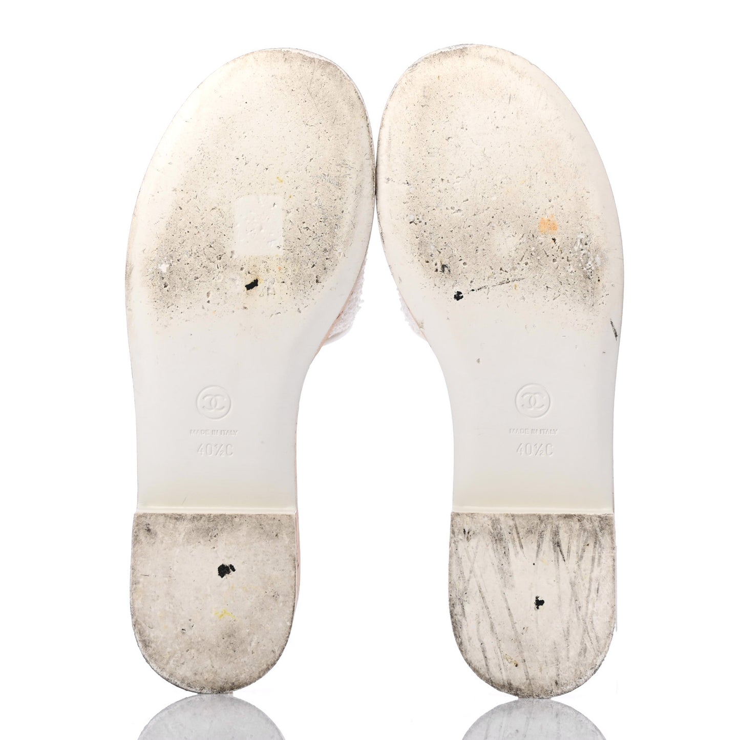 Tweed Cork CC Chain Mule Sandal 40.5 White