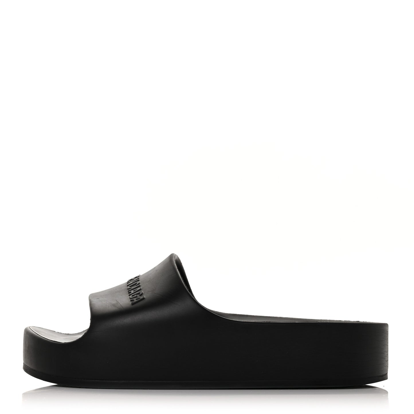 Rubber Chunky Platform Slide Sandals 42 Black