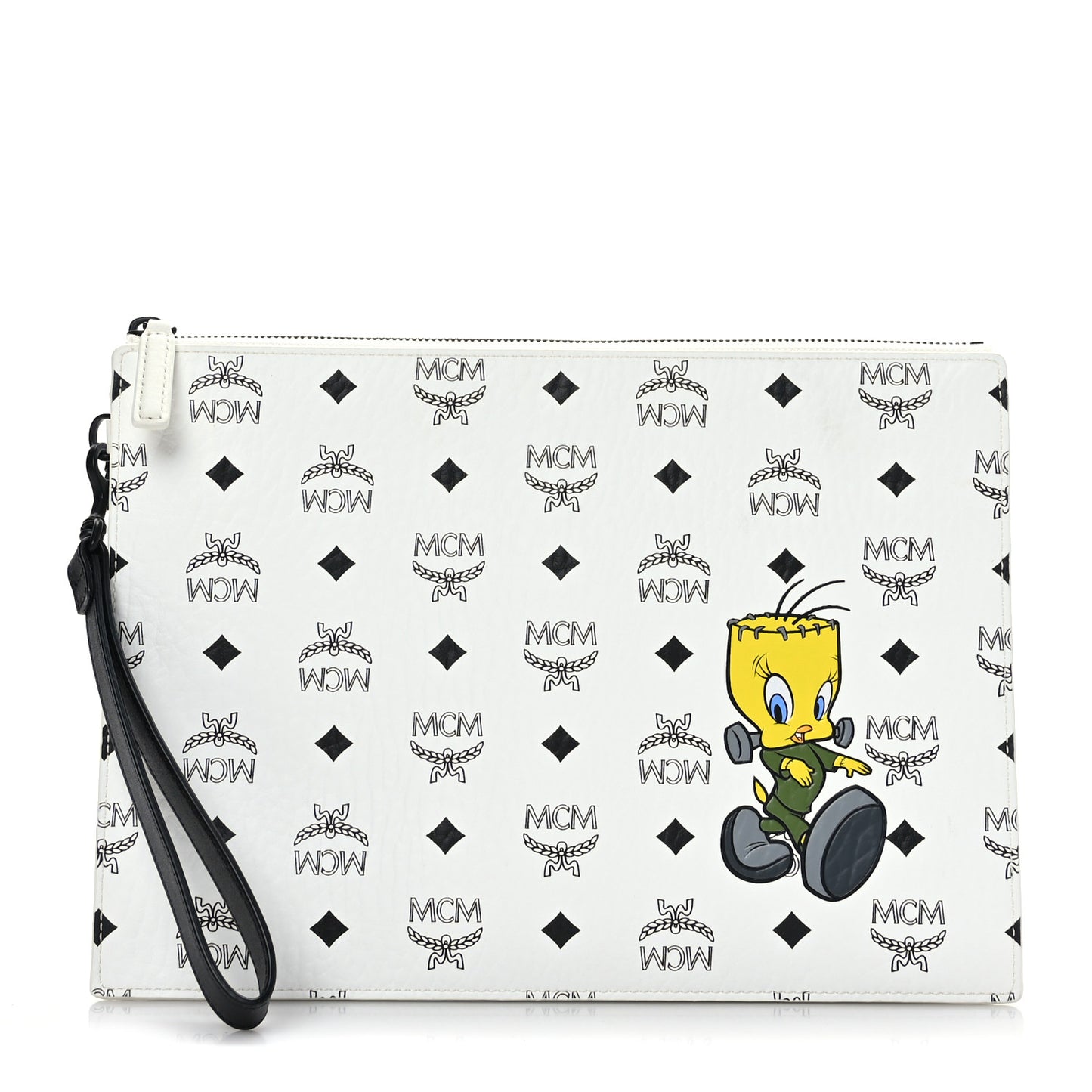 X LOONEY TUNES Visetos Wristlet Pouch White