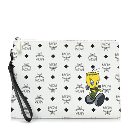 MCM X LOONEY TUNES Visetos Wristlet Pouch White 1 of 8