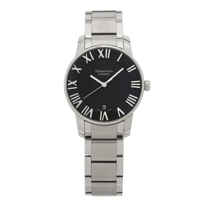 Tiffany Stainless Steel 37mm Atlas 3-Hand Automatic Watch Black 1 of 4