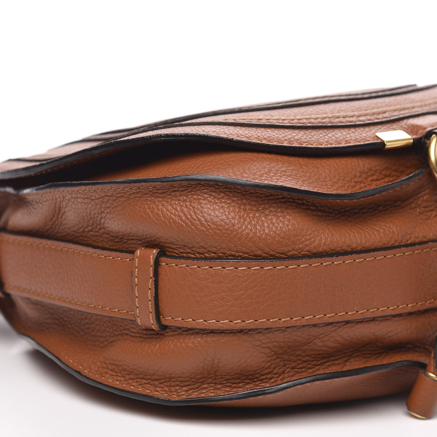 Grained Calfskin Medium Marcie Saddle Bag Tan