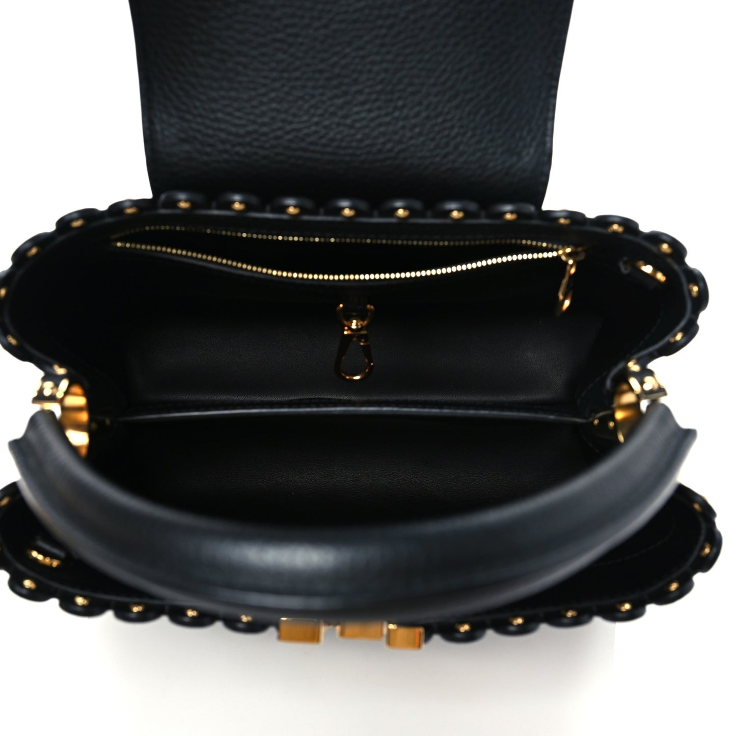 Taurillon Studded Capucines PM Black