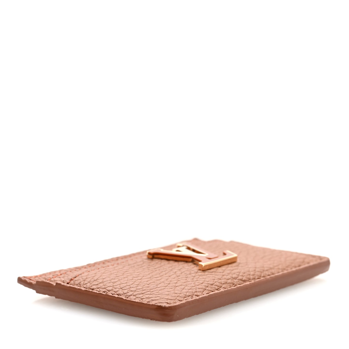 Taurillon Capucines  Card Holder Tan