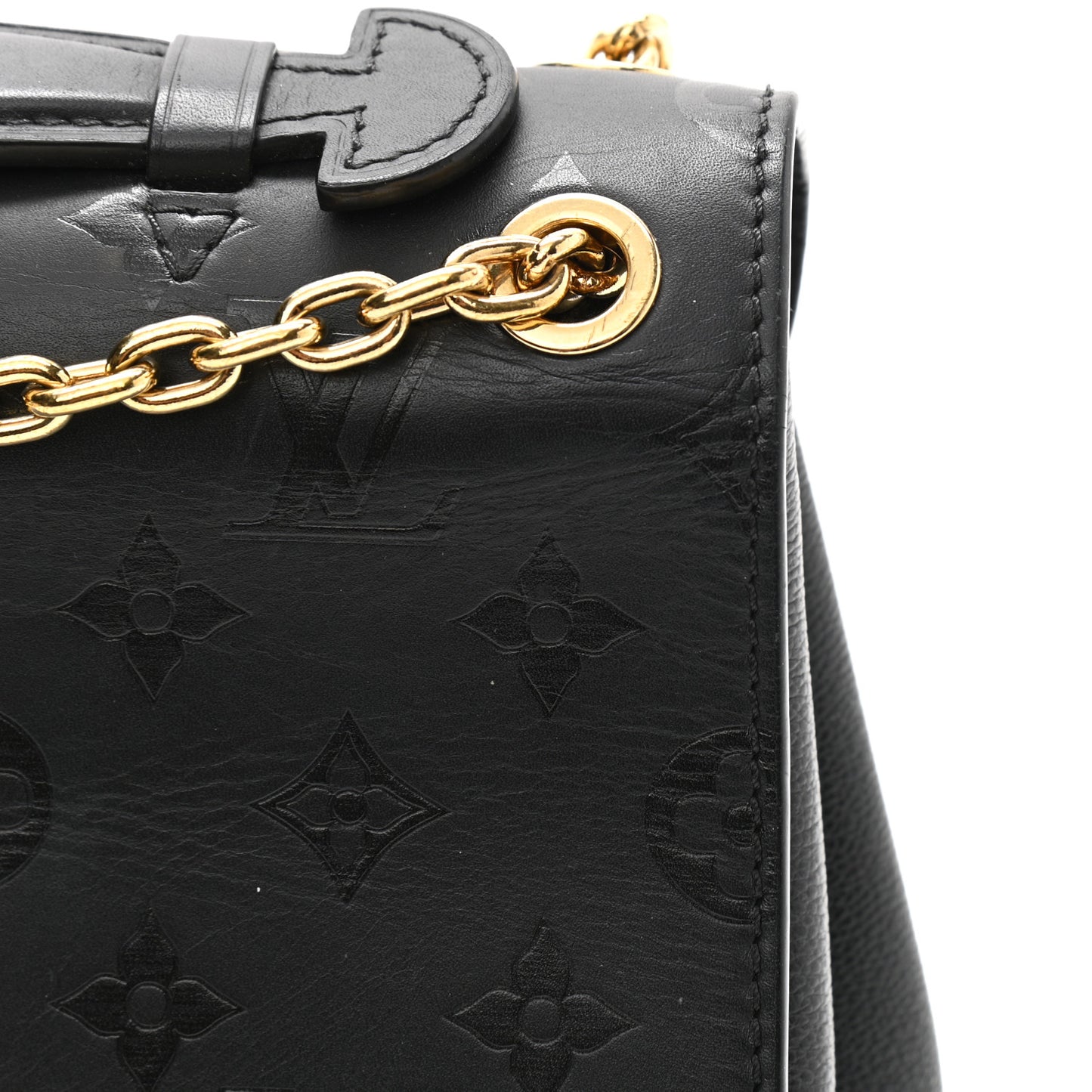 Monogram Cuir Plume Ecume Very Chain Bag Black