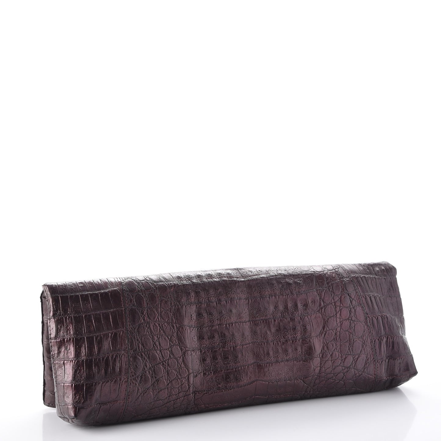 Metallic Crocodile Envelope Convertible Clutch Purple
