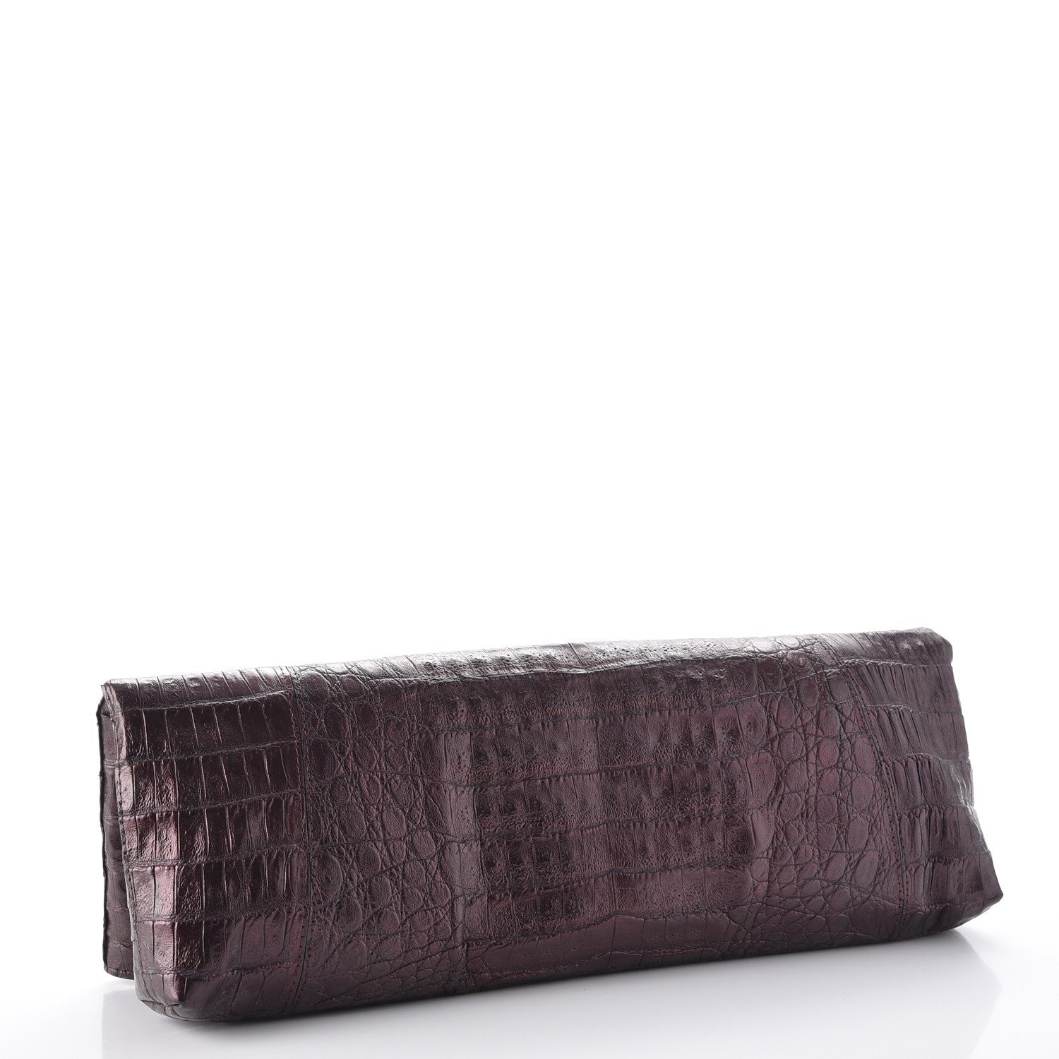 Nancy Gonzalez Metallic Crocodile Envelope Convertible Clutch Purple 4 of 10