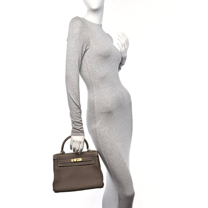Hermes Taurillon Clemence Kelly Retourne 28 Etoupe 2 of 11