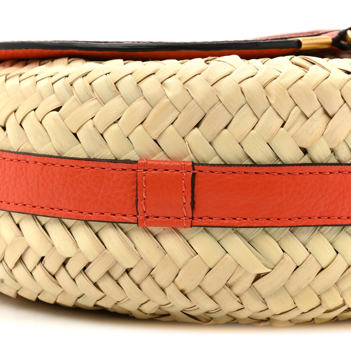 Raffia Calfskin Marcie Basket Small Marcie Round Crossbody Bag Orange Fizz