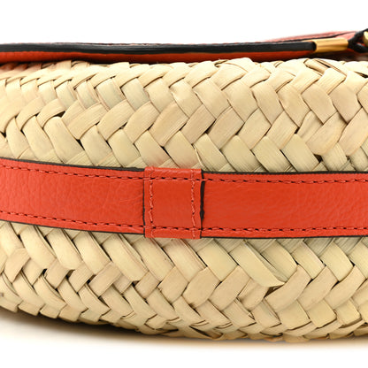 Chloe Raffia Calfskin Marcie Basket Small Marcie Round Crossbody Bag Orange Fizz 9 of 9