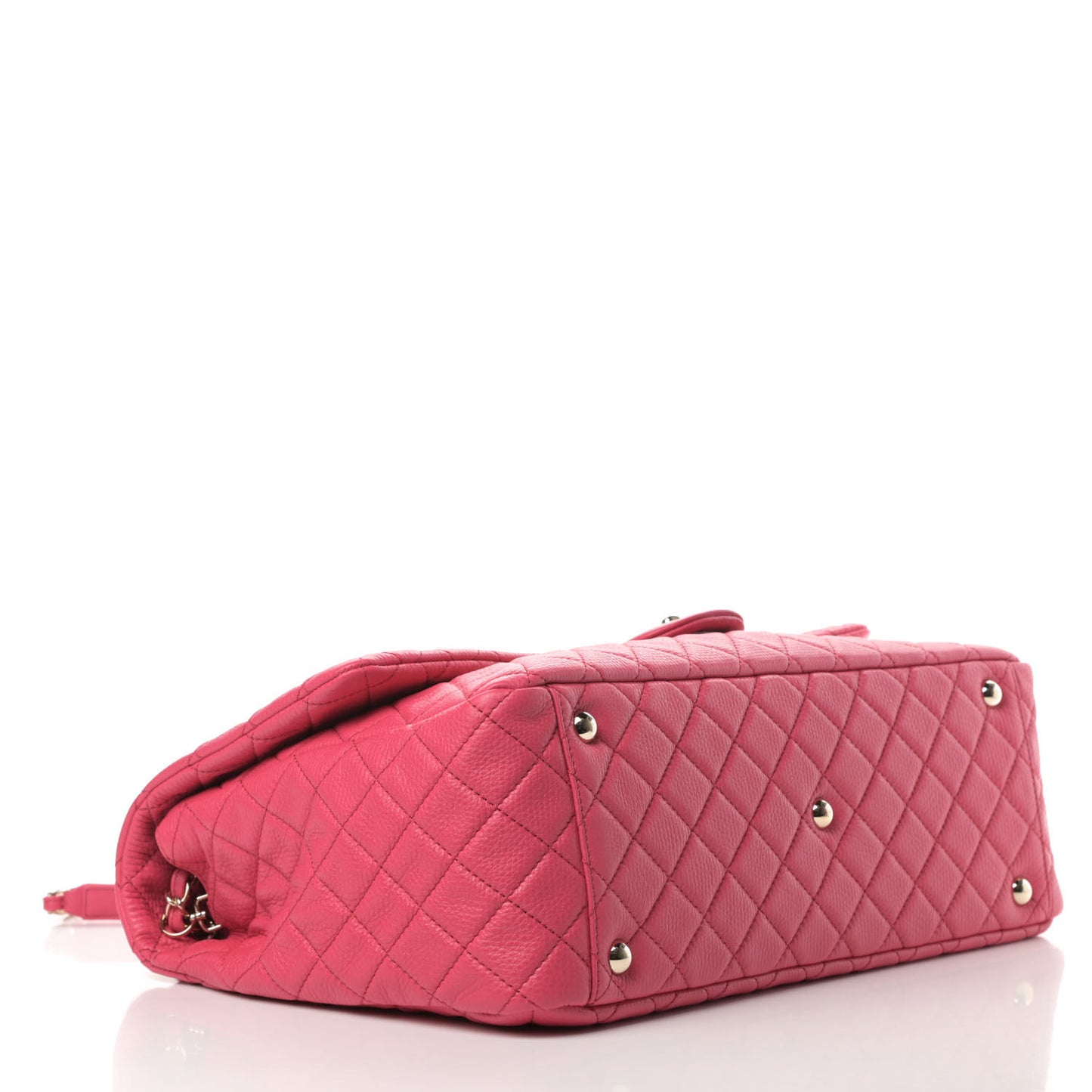 Calfskin Quilted XXL Travel Flap Bag Dark Pink