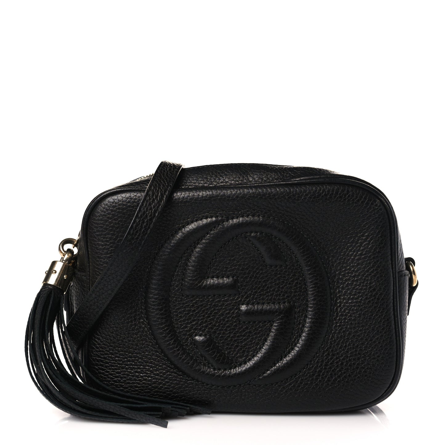 Pebbled Calfskin Small Soho Disco Bag Black
