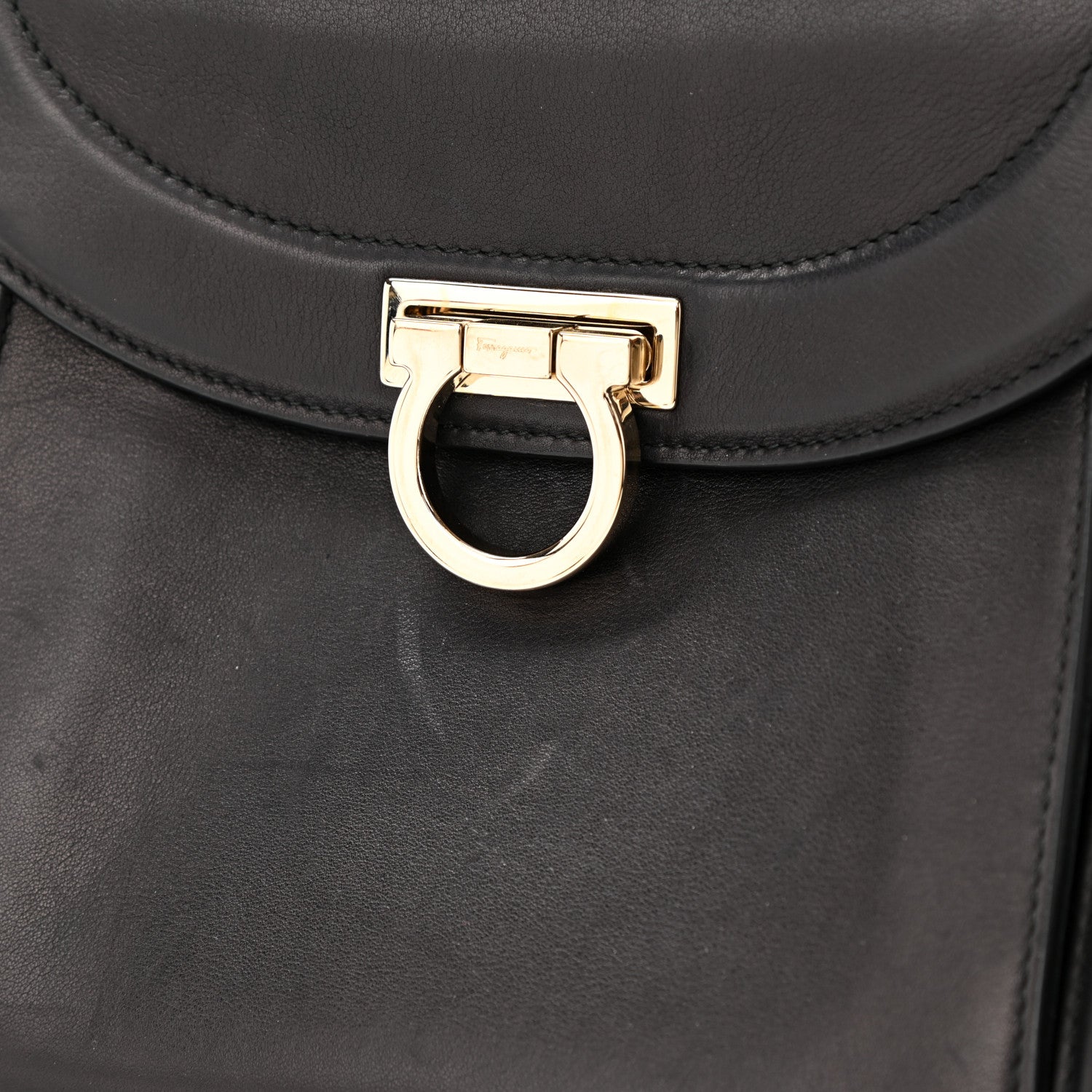 Salvatore Ferragamo Calfskin Sofia Rainbow Top Handle Bag Black 10 of 11