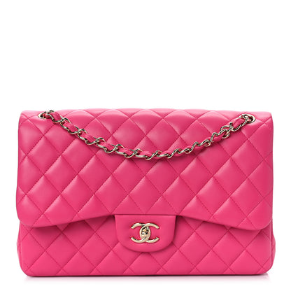 Chanel Lambskin Quilted Jumbo Double Flap Dark Pink 1 of 8