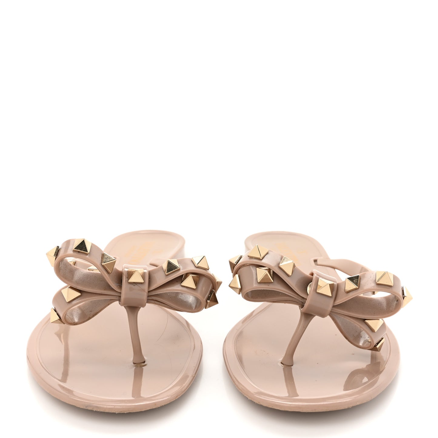 PVC Jelly Rockstud Bow Thong Sandals 38 Poudre
