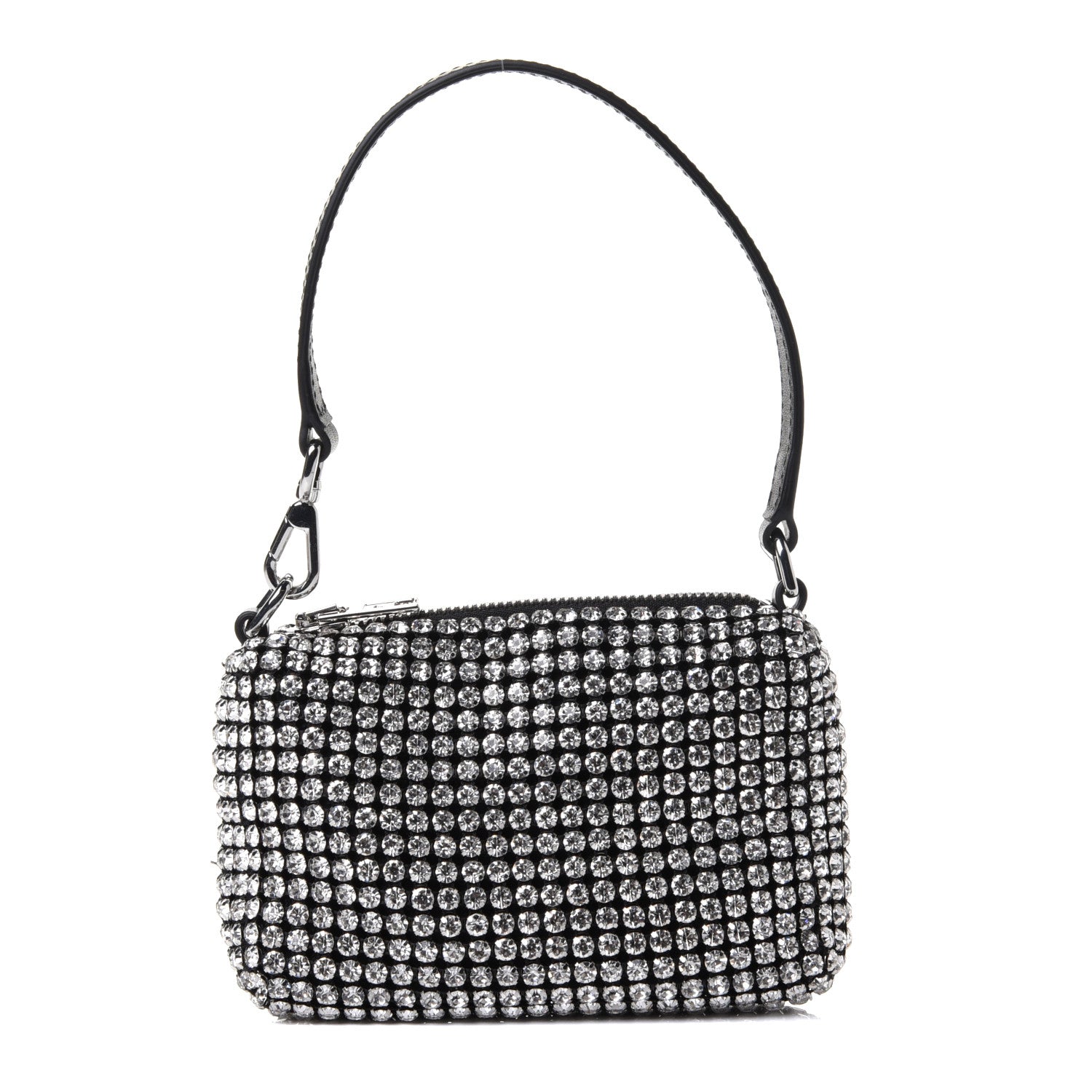 Alexander Wang Mesh Crystal Rhinestone Mini Heiress Pouch Black Silver 1 of 4