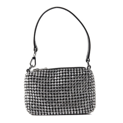 Alexander Wang Mesh Crystal Rhinestone Mini Heiress Pouch Black Silver 1 of 4