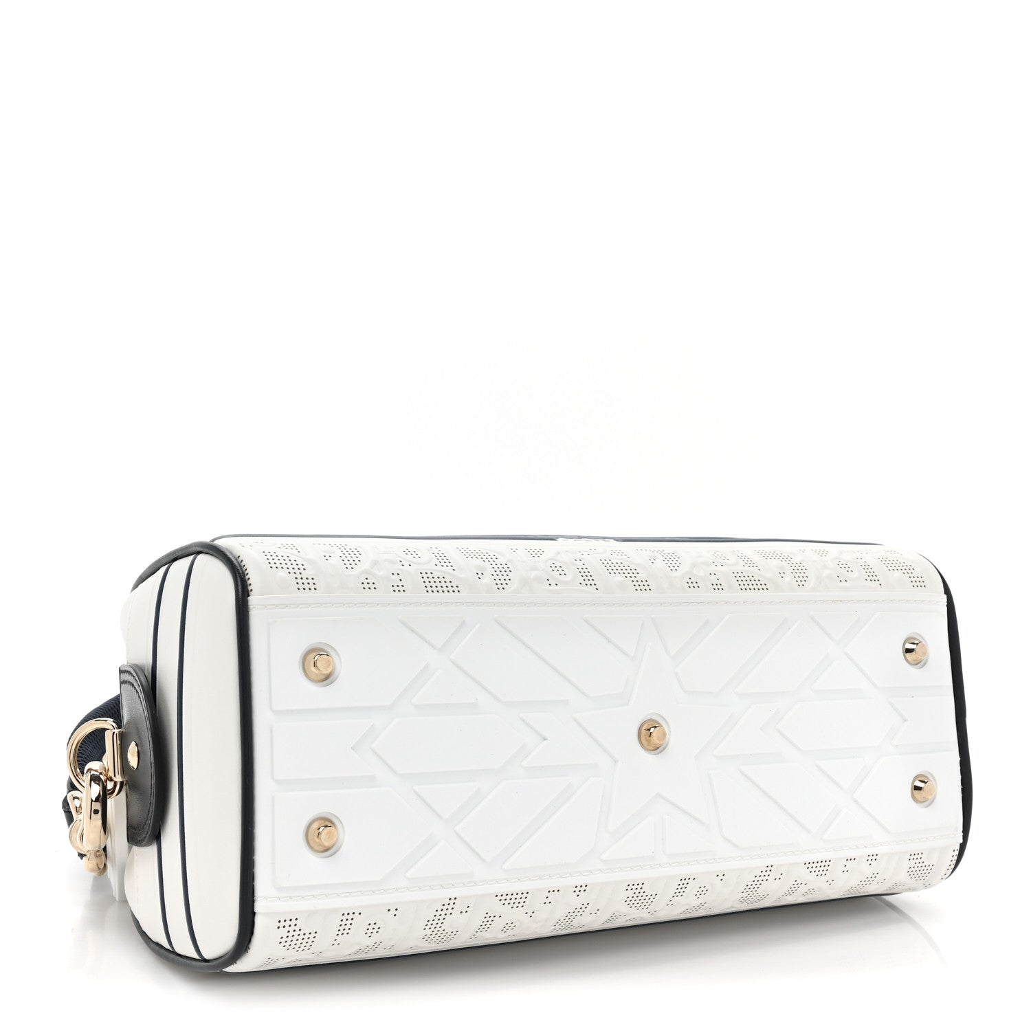 Christian Dior Perforated Calfskin Small Dior Vibe Classic Bowling Bag White 4 of 9