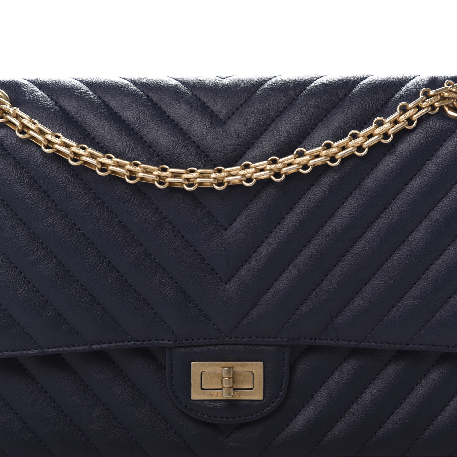 Chanel Crumpled Calfskin Chevron Quilted 2.55 Reissue 226 Navy Blue 10 of 10