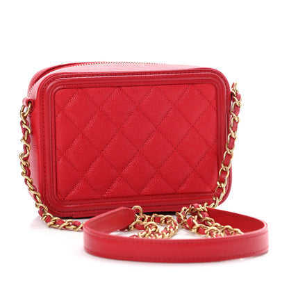 Chanel Caviar Quilted Filigree Vanity Clutch With Chain Red 2 of 4