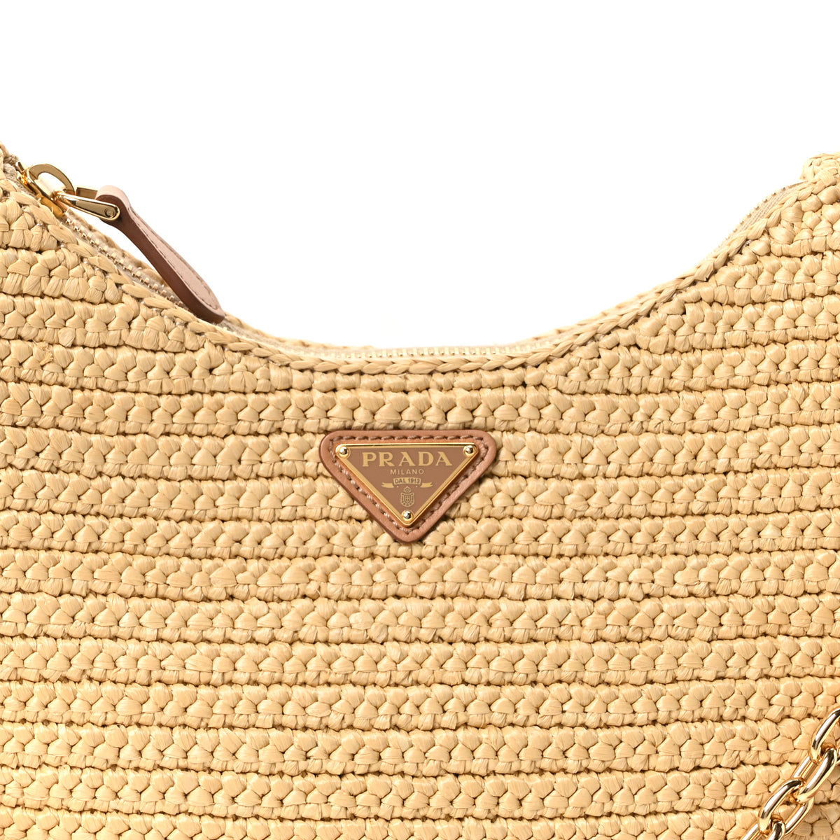 Prada Yarn Raffia Effect Crochet Re-Edition 2005 Shoulder Bag Naturale 8 of 11