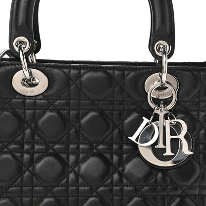 Christian Dior Lambskin Cannage Medium Lady Dior Black 7 of 12