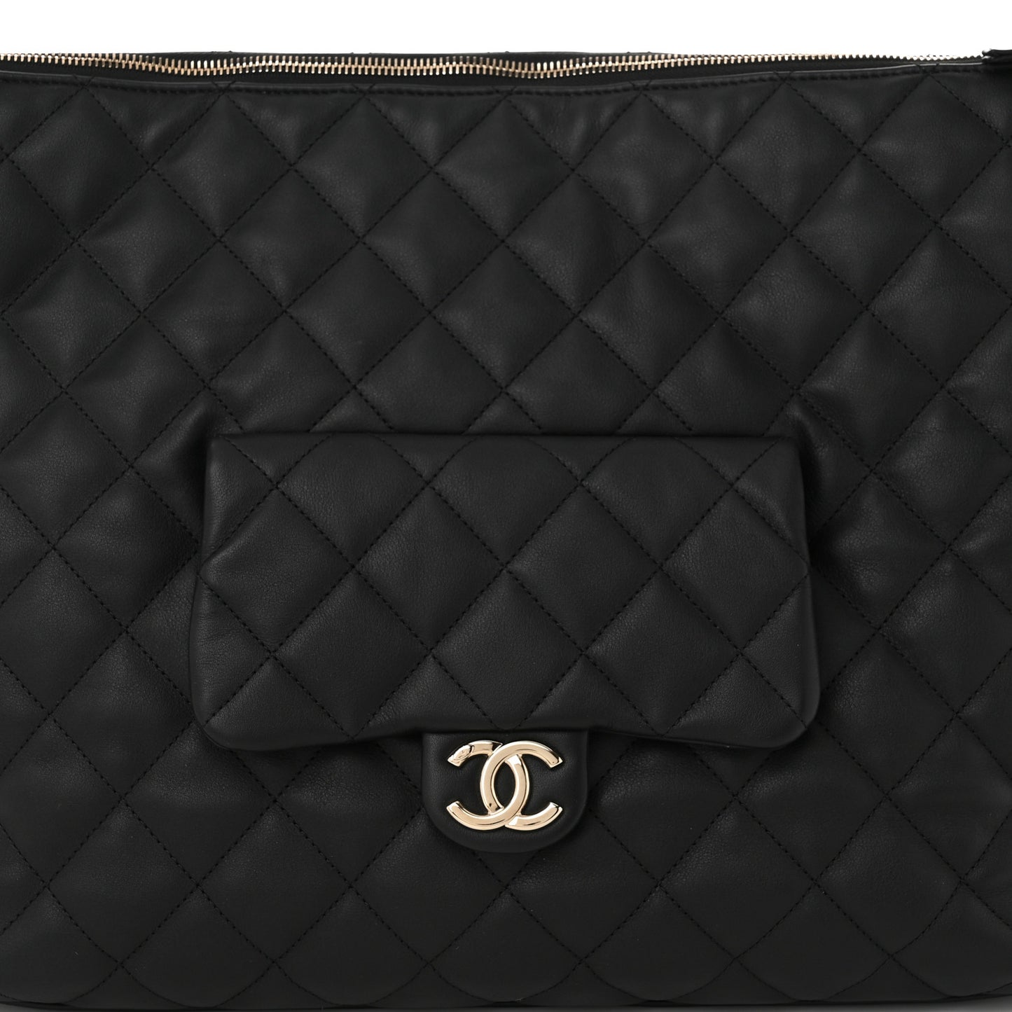 Calfskin Quilted Large Coco Mellow Hobo Black