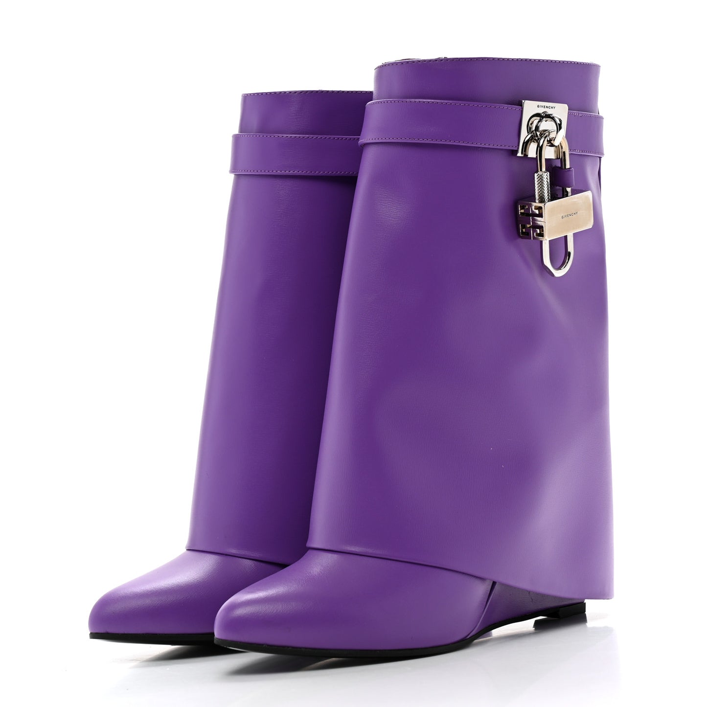 Calfskin Shark Lock Ankle Boots 38 Ultraviolet