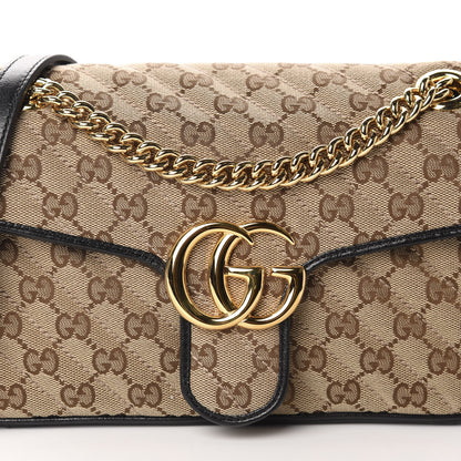 Gucci Monogram Matelasse Diagonal Small GG Marmont Shoulder Bag Beige Black 11 of 11