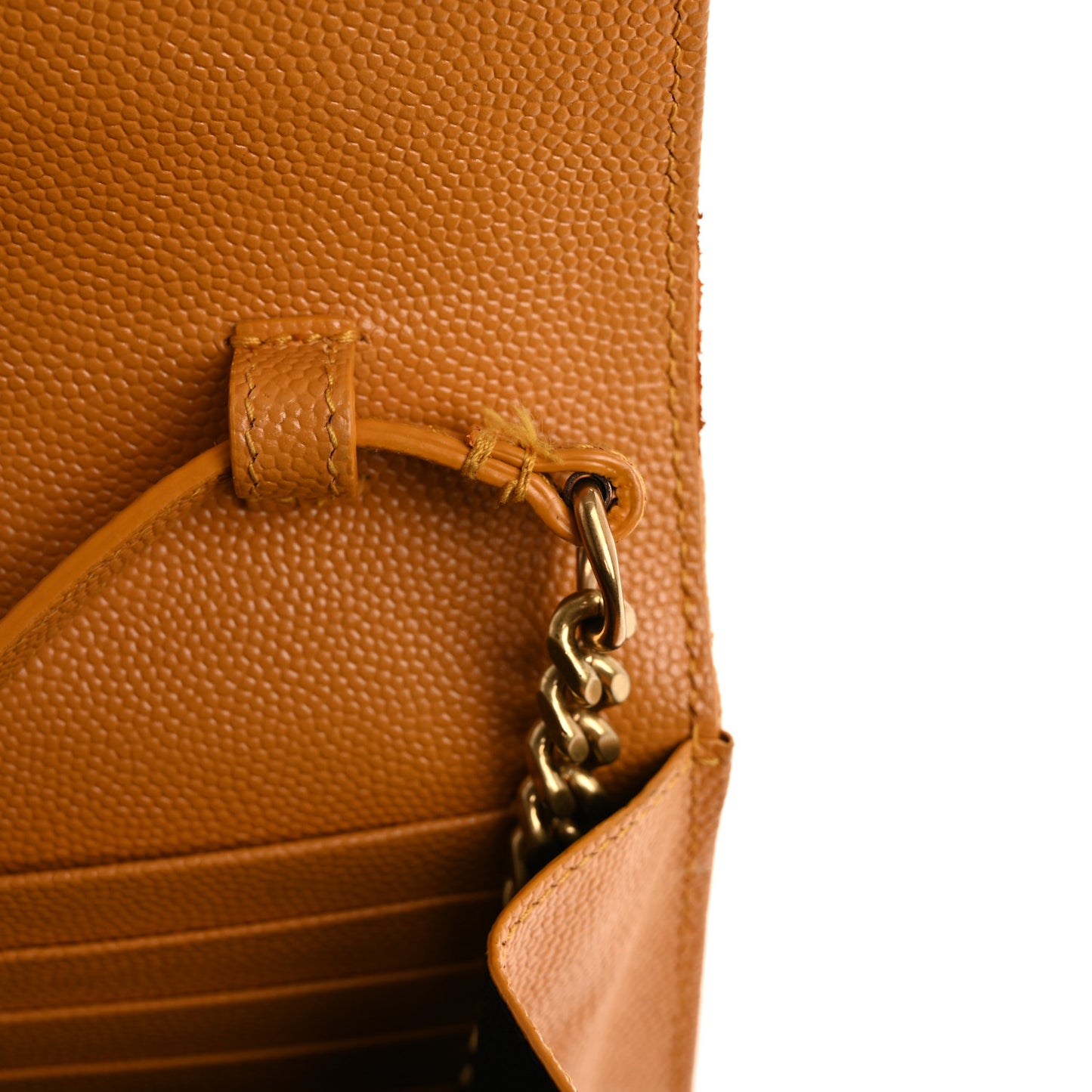 Grain De Poudre Matelasse Chevron Cassandre Chain Wallet Senape Yellow