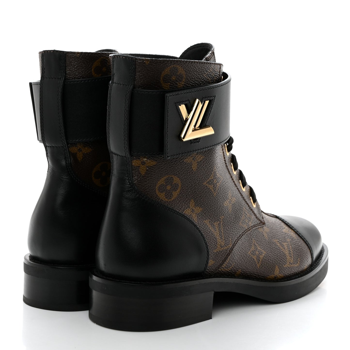 Calfskin Monogram Wonderland Flat Ranger Boots 38 Black