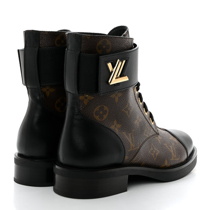 Louis Vuitton Calfskin Monogram Wonderland Flat Ranger Boots 38 Black 4 of 9
