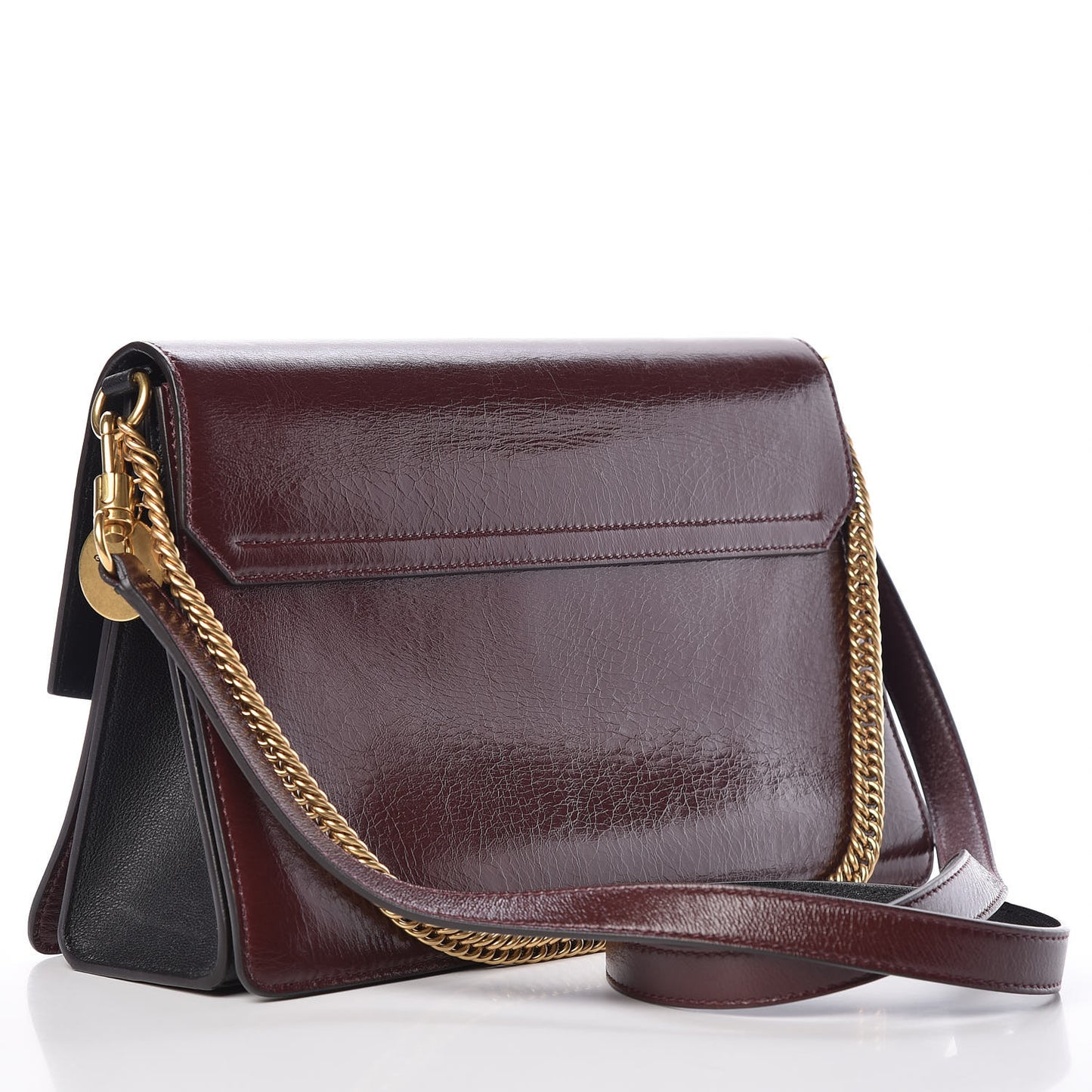 Crinkled Patent Calfskin Medium GV3 Flap Black Burgundy