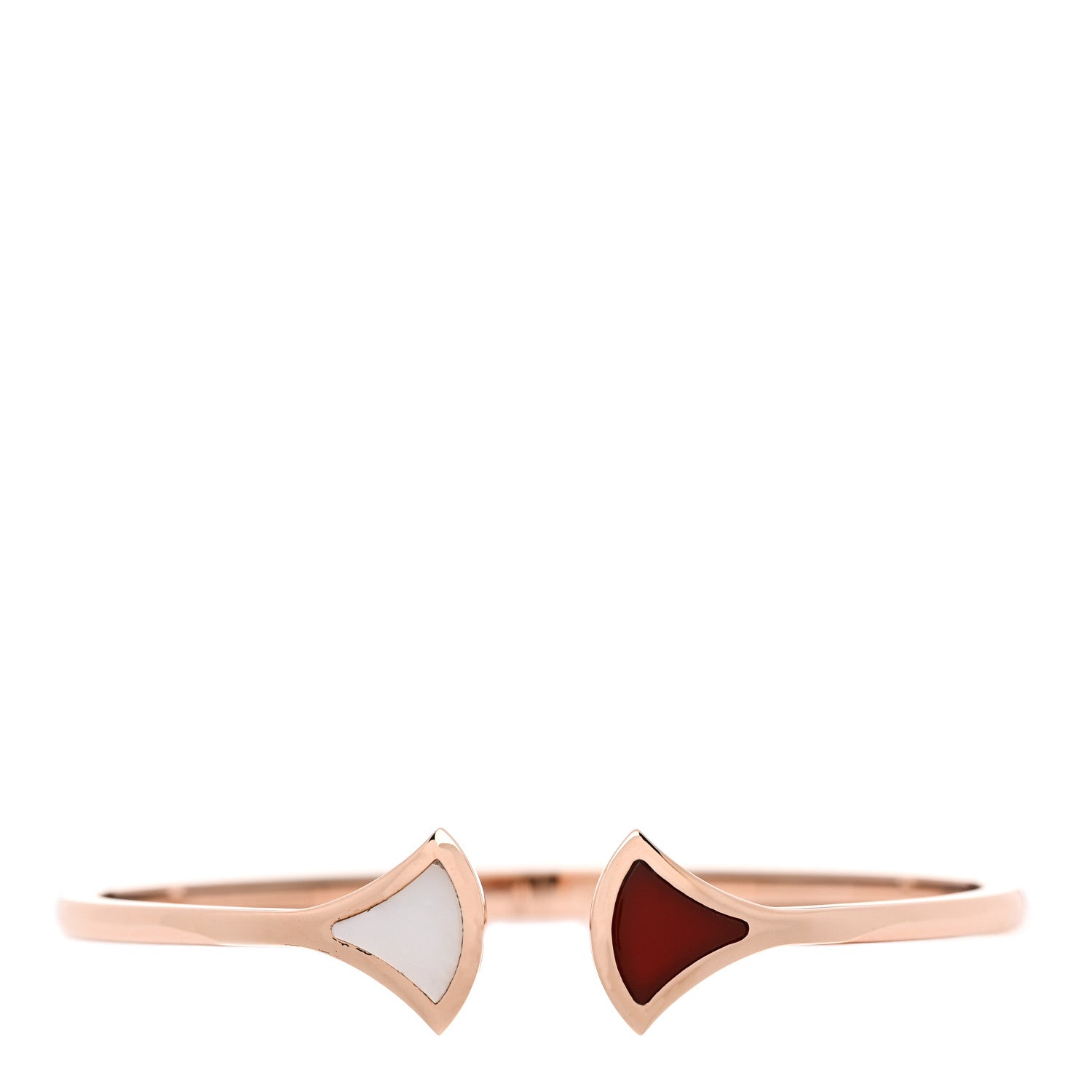 Bulgari 18K Rose Gold Mother of Pearl Carnelian Divas Dream Cuff Bracelet M 1 of 5