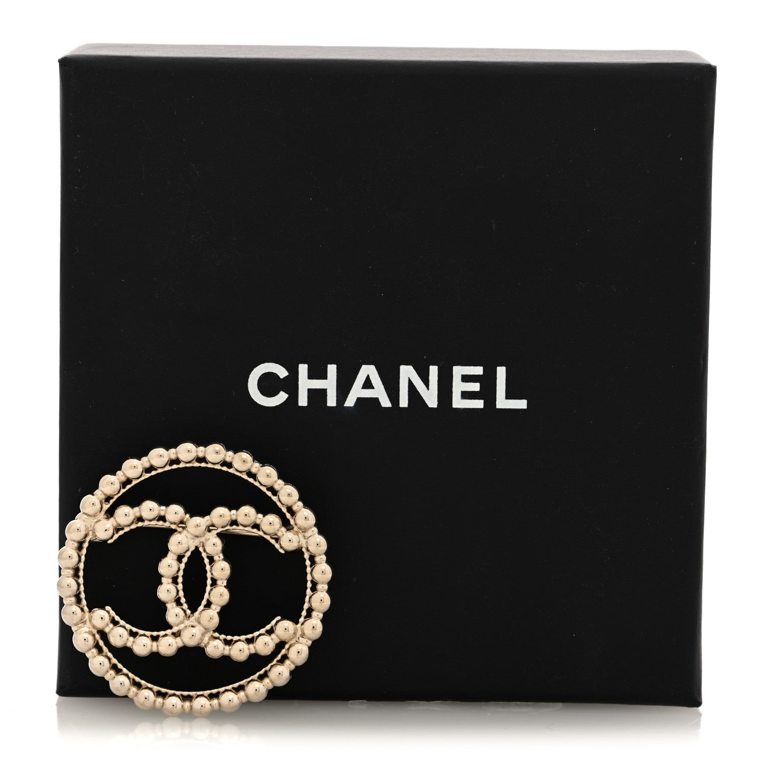 Chanel Metal Bead CC Round Brooch Gold 4 of 4
