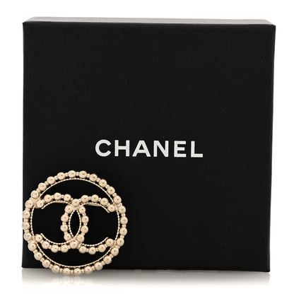 Chanel Metal Bead CC Round Brooch Gold 4 of 4
