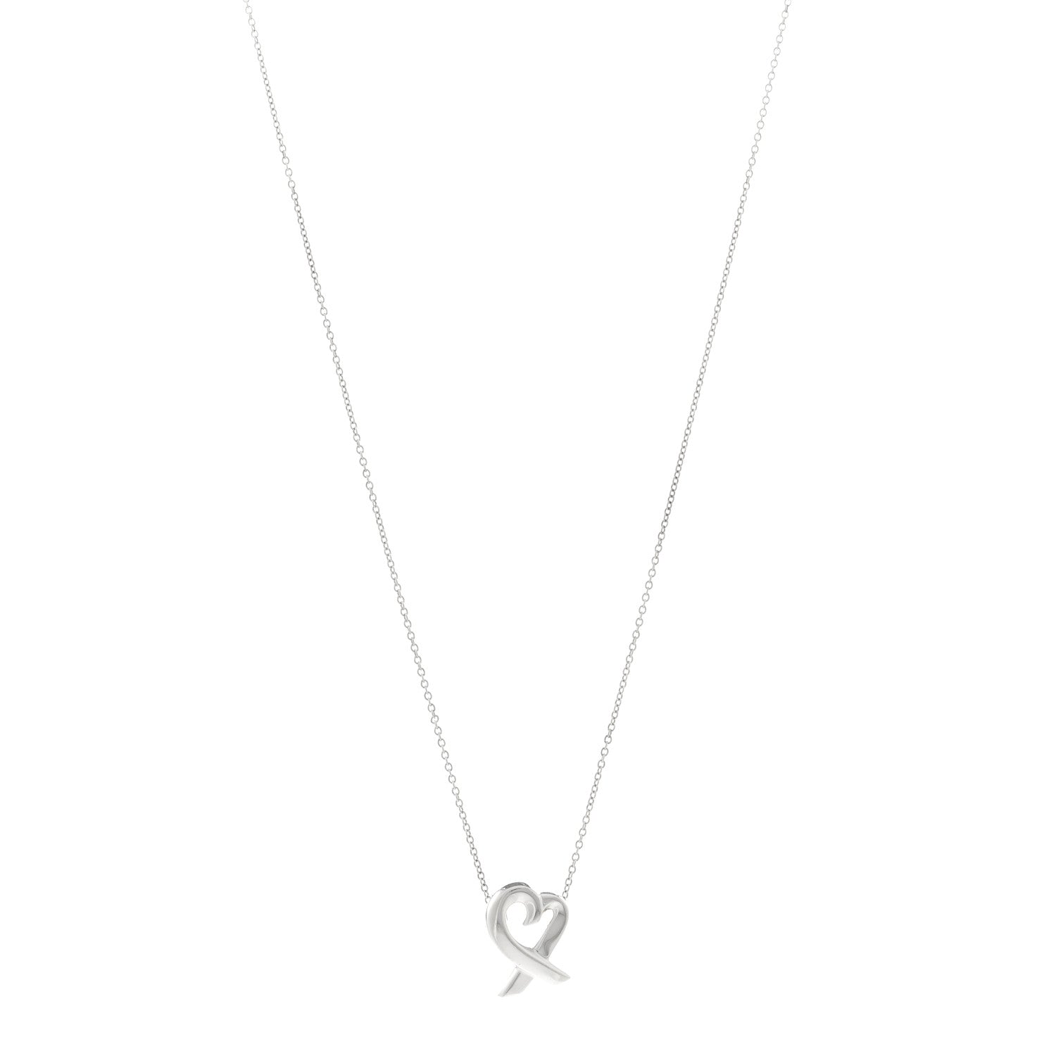 Tiffany Sterling Silver Small Paloma Picasso Loving Heart Pendant Necklace 1 of 5
