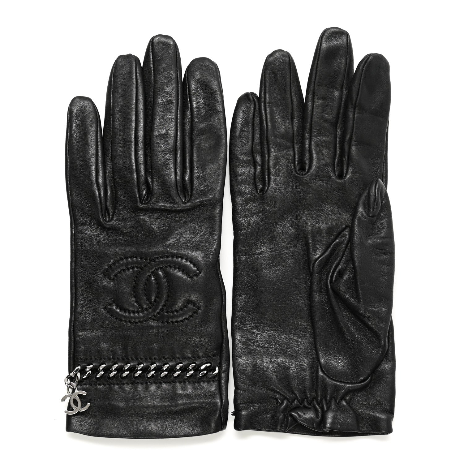 Chanel Lambskin Chain CC Glove 7 Black 1 of 5