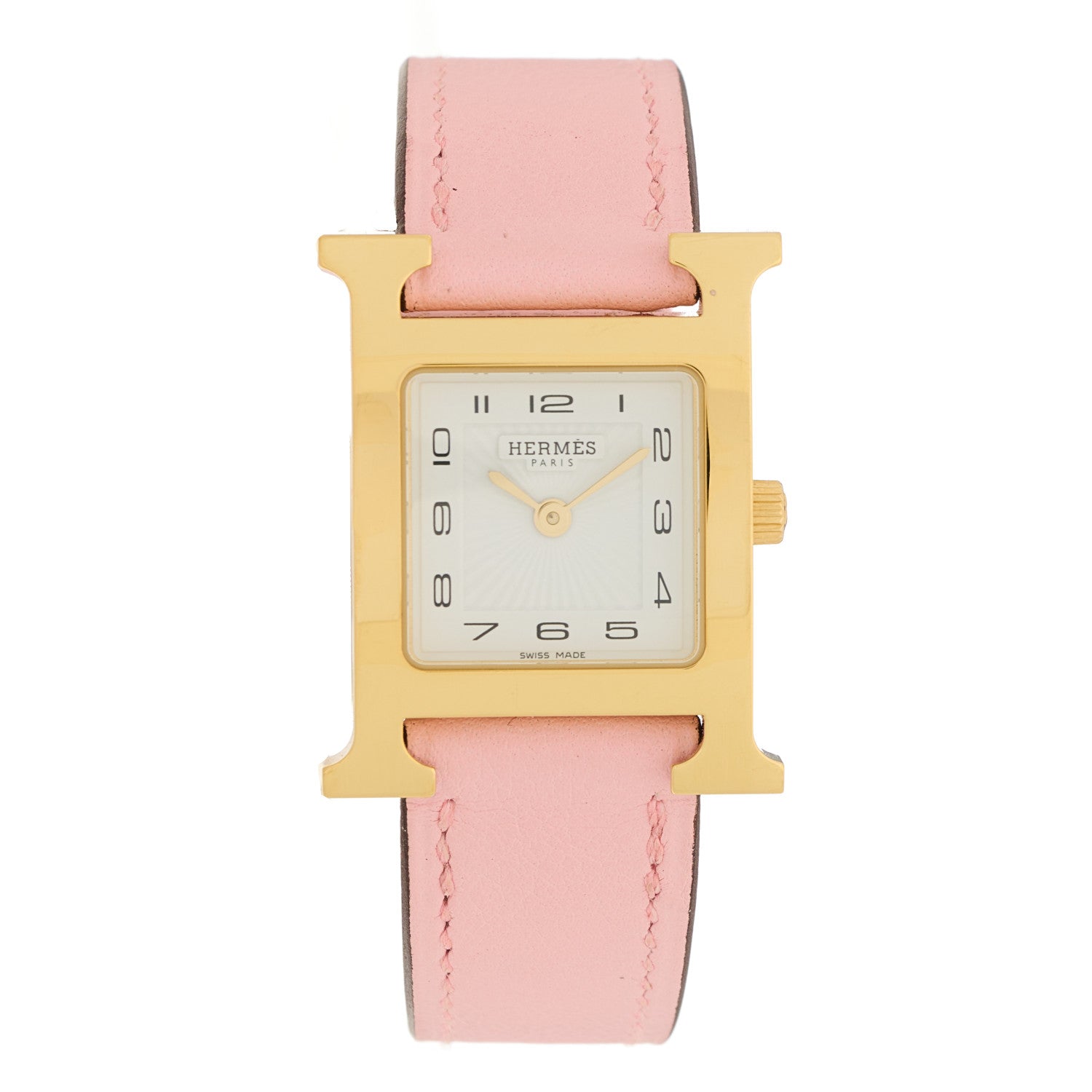 Hermes Stainless Steel Swift 26mm Heure H Hour Quartz Watch Rose Sakura 1 of 5