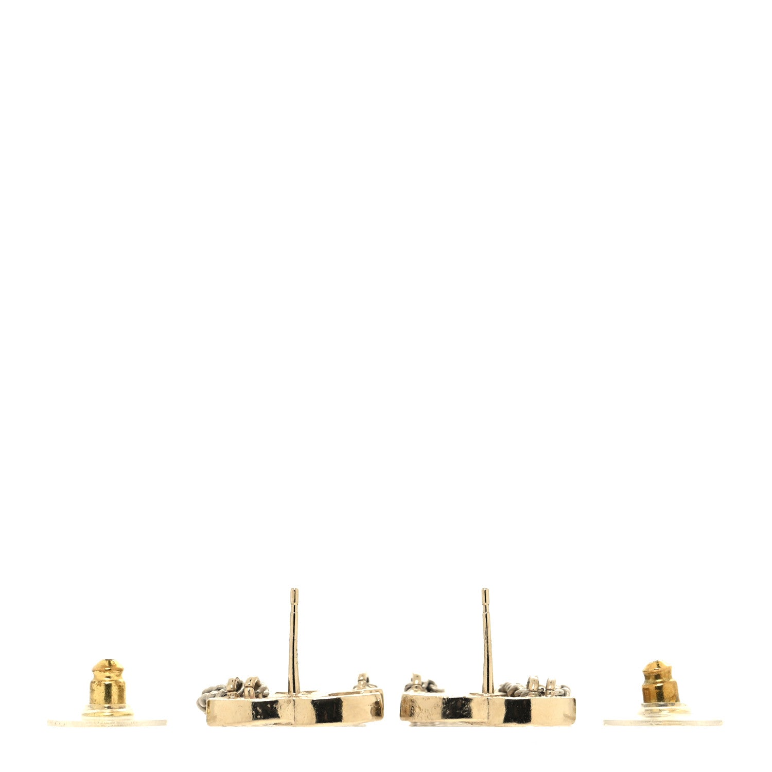 Chanel Crystal Chain CC Earrings Gold 3 of 5