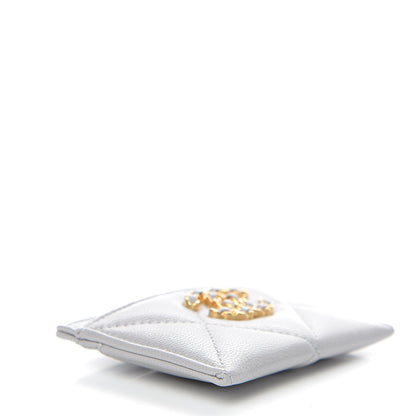 Chanel Shiny Goatskin Quilted 19 Card Holder Grey 3 of 8